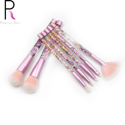 China Angular Blush Princess Rose Creative Fashion 7pcs Crystal Handle Beauty Makeup Brush Shiny Set for sale