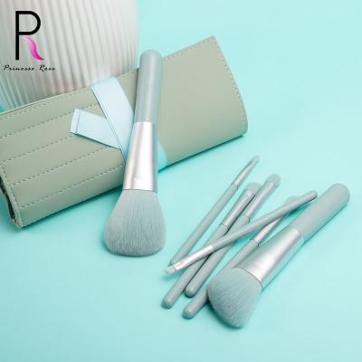 China Angular Blush Leather Products 9pcs Private Label Makeup Brush Set Makeup Bag Eyelash Makeup Girl Girl for sale