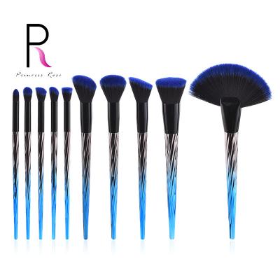 China Angular Blush Warm Blues And White Cool Dark Blue Super Soft Stiffens Professional Makeup Brush Set for sale