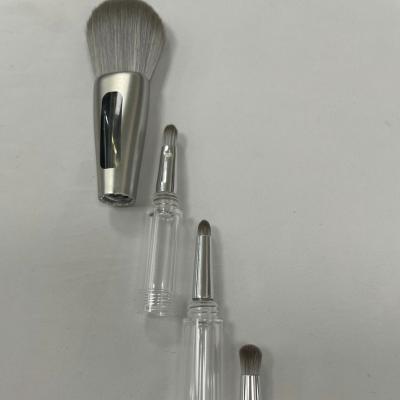 China Angular Blush Clear Detachable 4 Pieces In One Combination Powder Acrylic Concealer Blush Eyebrow Lip Makeup Brush for sale