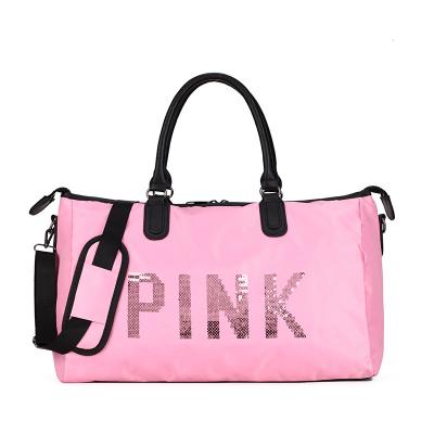 China Fashion Travel Bags Large Capacity Durable Sports Bags For Gym Women Duffel Bag Fashion Travel Pink Letter Outdoor Duffel Bag for sale