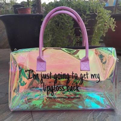 China Waterproof Durable Fashion PVC Holographic Bag Customize Transparent TPU Holographic Duffel Bags For Women With Logo Factory Price Clear PVC Duffel Bag for sale