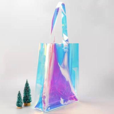 China Wholesale Fashionable Custom Shoulder Tote Bag Holographic Logo Waterproof Holographic Laser Iridescent Fashion Holographic Waterproof Durable PVC Bag for sale