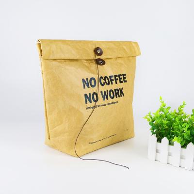 China Eco Dupont Eco Friendly Paper Coffee Bag Paper Bento Bag Take Away Paper Bag For Food for sale