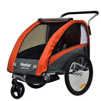 China Other Trailers 4 Wheel 2 In 1 Child Bike Trailer Baby Bicycle Stroller Hand Cart Stroller for sale