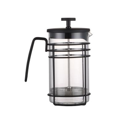 China WITH LID Coffee Pot 600ml Borosilicate Glass French Press Pot Hand Brewed Tall With Iron Stand for sale