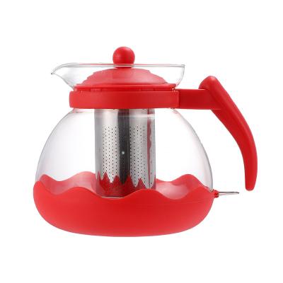 China 900ml Viable Glass Teapot Customized Household Stainless Steel Mesh Brew Heat Resistant Inner Filtered Flower Teapot for sale