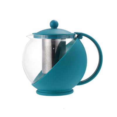 China Sustainable Factory custom glass cold water kettle brewing tea pot heat resistant high temperature 1250ml large capacity glass teapot for sale