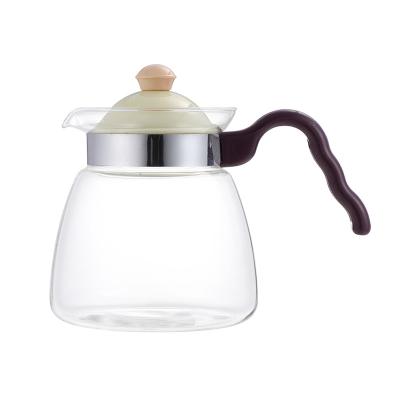 China Sustainable High borosilicate direct flame glass teapot brewing tea kettle heat resistant cold water kettle glass tea set for sale