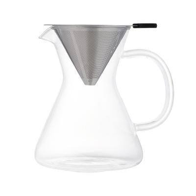 China Sustainable Wholesale Hand Brewed Glass Coffee Pot 1000ml High Borosilicate Glass Coffee Pot Filter Hand Brewed Pot for sale