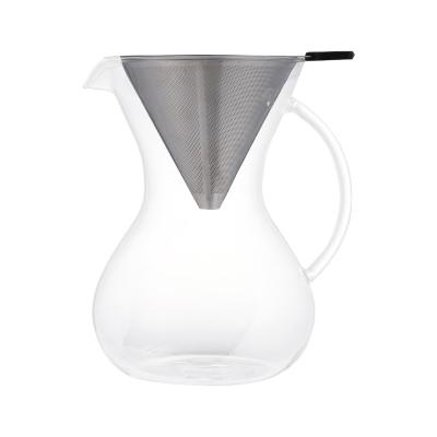 China Sustainable Hand Brewed Glass Coffee Pot 1000ml High Borosilicate Glass Coffee Pot Filter Hand Brewed Pot for sale