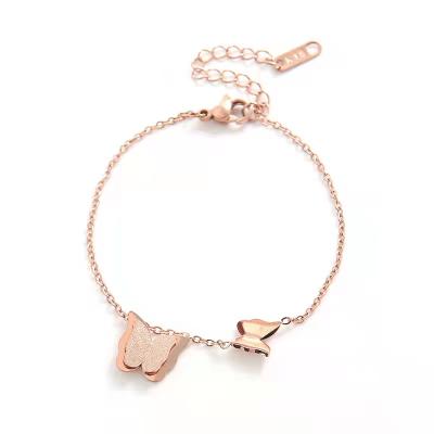 China Factory direct sales fashion romantic charm frosted butterfly bracelet does not fade stainless steel female bracelets for sale