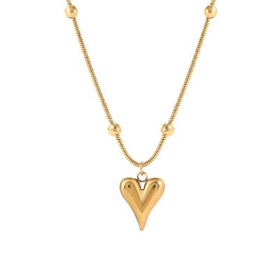 China Hiphop Fashion Personality Hip Hop Stainless Steel Non-fading Necklace Plated 18K Gold Snake Bone Chain Love Necklace for sale