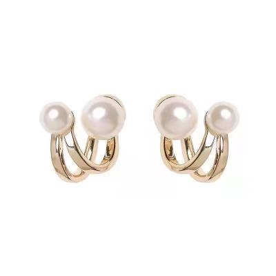 China Hot Trendy Fashion Jewelry 925 Silver Pin Earrings Ladies Can Customize Imitation Pearl Copper Alloy Earrings Wholesale for sale