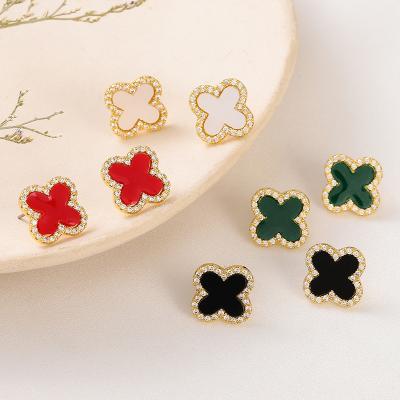 China Wholesale Fashion TRENDY Fashion Trendy 925 Silver Ladies Gold Ladies Resin Clover Stud Earrings in stock for sale