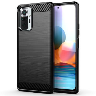 China Contracted For Xiaomi Redmi Note 10 Pro Carbon Fiber TPU Silica Gel Back Cover Hard Mobile Phone Case for sale