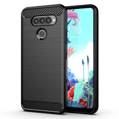 China Anti-fall Sublimation Carbon Fiber TPU Shockproof Silicone Mobile Phone Cases Soft Back Cover Accessories For LG Q70 for sale