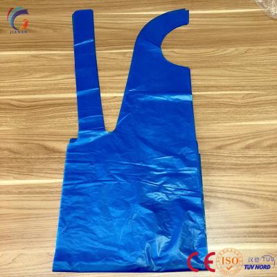 China Cleaning Emboss Waterproof Plastic Pe Apron Blue Disposable Pe Barber Apron for sale