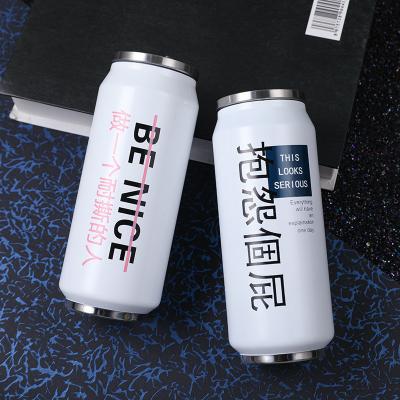 China Sustainable Promotional 17oz Can Shape Water Bottles 500ml Stainless Steel Cola Shape Cans Sublimation Tumbler With Straw for sale