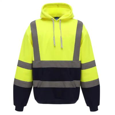 China Emplazamiento de construcción Manga larga más cremallera de lana Hoodie reflectante de exterior Seguridad de resaltado de tamaño americano abrigo cardigan en venta