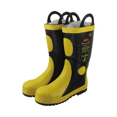 China Fire Certification Firefighters Fire Boots Safety Rubber Flame Retardant Boots Steel Sole Fire Shoes Manufacturers for sale