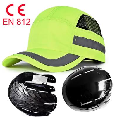 Cina Fluorescent Green Reflective Safety Helmet Shock And Collision Proof Lightweight Protective Cap CE EN812 Bump Cap in vendita