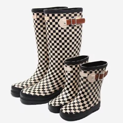 China Custom Print Family Collection Gumboots Kids Mother 100% Waterproof Rubber Rain Boots For Children And Mum for sale