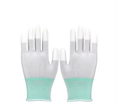 China 13G Gauge Nylon Knitted Glove PU Smooth Coating On Palm Worker Safety Gloves for sale