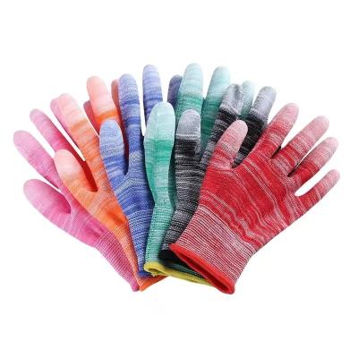 China PU Finger Gloves Nylon Glue Impregnated Thin Anti Skid And Wear Resistant Labor Protection Gloves for sale