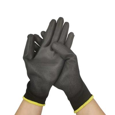 China Wholesale Polyurethane Coating Polyester Protection Gloves 13G Nylon Safety Hand PU Palm Coated Garden Work Gloves for sale