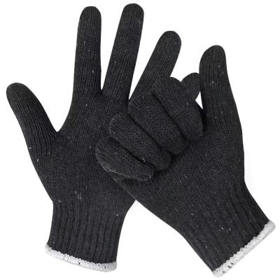 China Hot Gloves Black Cotton Knitting White Cuff , Wear Resistant , Construction , Auto Repair , Hardware , Gardening Use Safety for sale