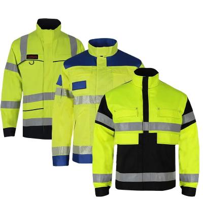 China Factory Supply High Visibility Safety Work Clothes Construction Security Workwear Reflective Work Jacket for Mens Cotton for sale