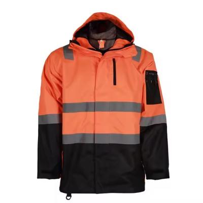 China In Stock Men Hi Vis Workwear Safety Jacket Two Tone Top Waterproof Reflective Jacket for sale