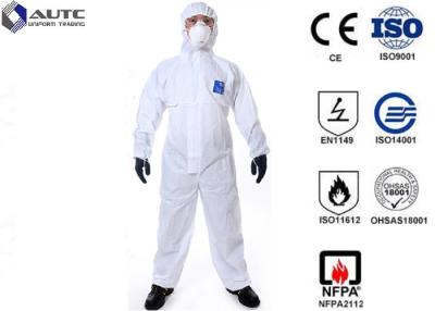 China 3XL White PE Laminated Fabric With SMS Non-Woven Chemical Resistant Coveralls for sale