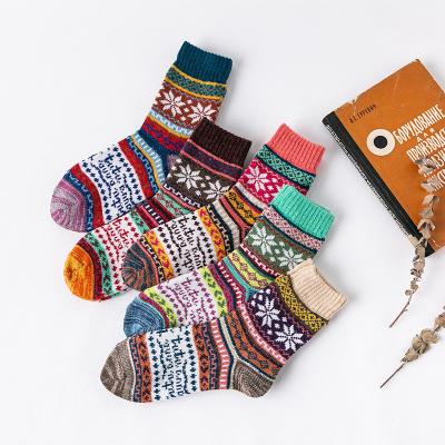 China OEM QUICK DRY Comlor Calcetines Wholesale Thick Wool Sweaters Novelty Thermal Sweaters Jacquard Winter Socks Women for sale