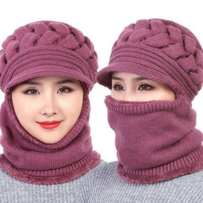 China OEM Gorro de invierno Thick Old Lady Hats Windproof Cycling Comlor COMMON Warm Hat Winter Hats and Scarf Set for sale