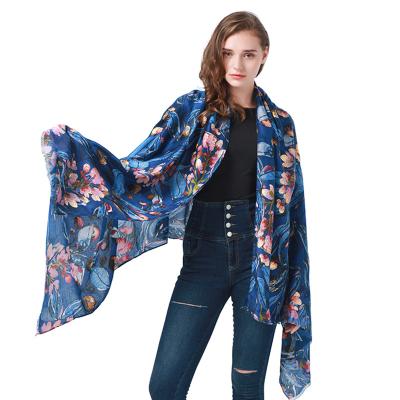 China Women Spring Scarf Comlor Scarf OEM Skinny Wholesale Girls Scarf Floral Hijab Women Scarf for sale