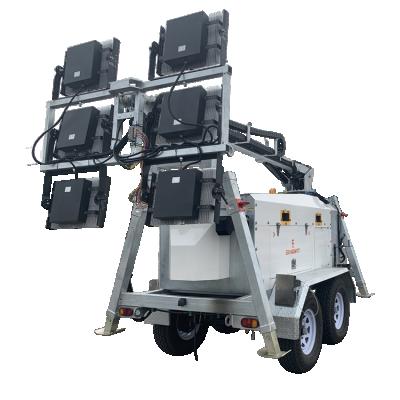 China 3 section support and hydraulic swivel and legs led mobile construction light tower for sale