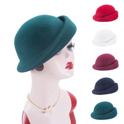 China 100% Wool Felt Beret Vintage Style Ladies Derby Plain Hat Winter Formal Ladies Hat Customized Wholesale Formal for sale