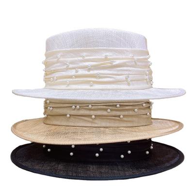 China Wholesale Character Straw Hats Wide Flat Brim Sinamay Hats For Lady Kentucky Derby Wedding Church Party Women Fedoras for sale