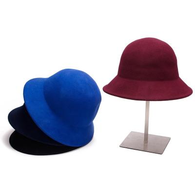 China 100% Wool Wide Brim Wedding Church Fedora Hat Women Floppy Wool Felt Cloche Formal Bucket Hats Fedora Hat for sale