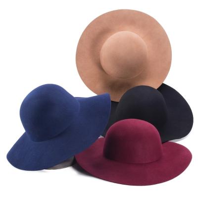 China Formal Women's Soft Disc Blocked Wide Brim Wool Felt Hat Base Untrimmed Fashions Making Soft Hat Base for sale