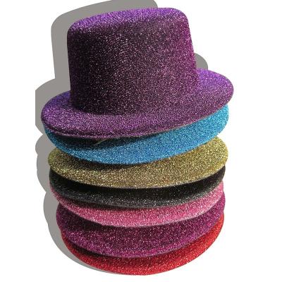 China Plush Glitter Mini Top Hats Hen Party Dancing Kids Low Headpiece EVA Craft Hat Fascinator Hats Kids Cocktail Hair Clip Base for sale