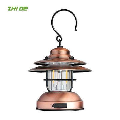 China ABS Retro USB AA Outdoor Lantern Tent LED Camping Light Multifuncional Rechargeable Battery With Portable Hook for sale