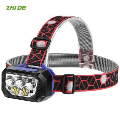 China Induction rechargeable built-in headlamp wave adjustment angle lithium battery emergency light camping main light for sale