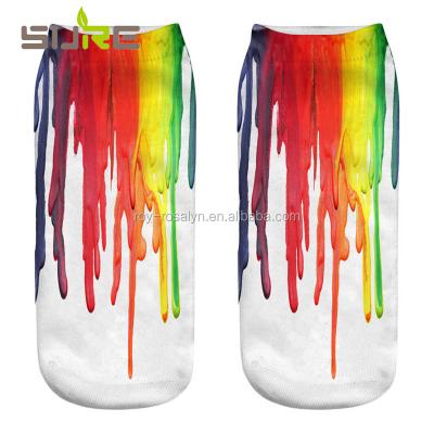 China Retail Breathable Polyester 3D Printing Women Stocking Cut Causal Socks Sublimation for sale