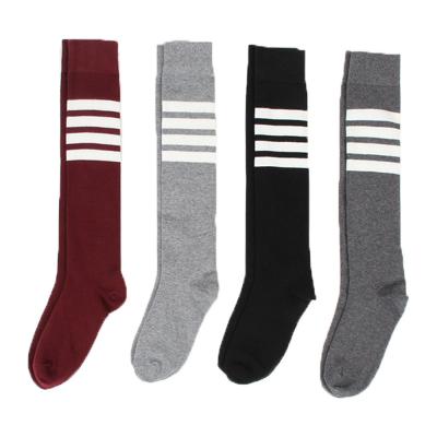 China QUICK DRY high quality student stripe fashion tube cotton teen girls school over high knee socks for women for sale