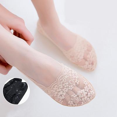 China Wholesale QUICK DRY Silicone Anti Slip Ladies Boat Lace Breathable Stockings Cut Now Show Invisible Cotton Socks Woman for sale