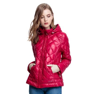 China Good quality hot sale simple women's low price colorful fashion breathable ultralight hooded down jacket for sale