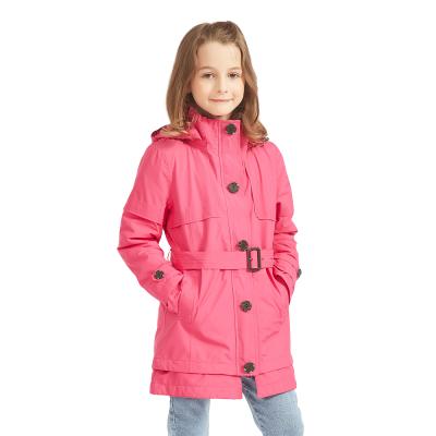 China Casual kid's windproof waterproof breathable 2 in 1 goretex 2L fabric + full JIS90 low down jacket outer trench coat for sale